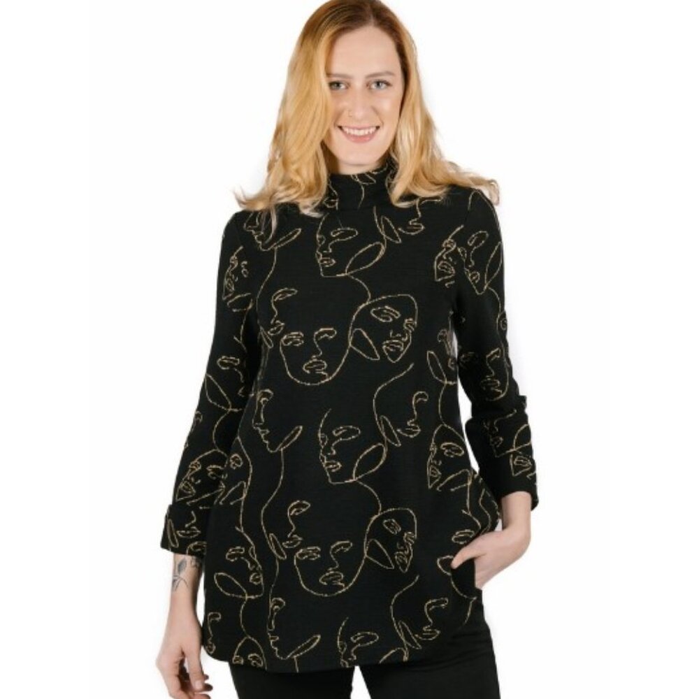 Shannon Passero Design Face Print Leora Pullover Tunic, S